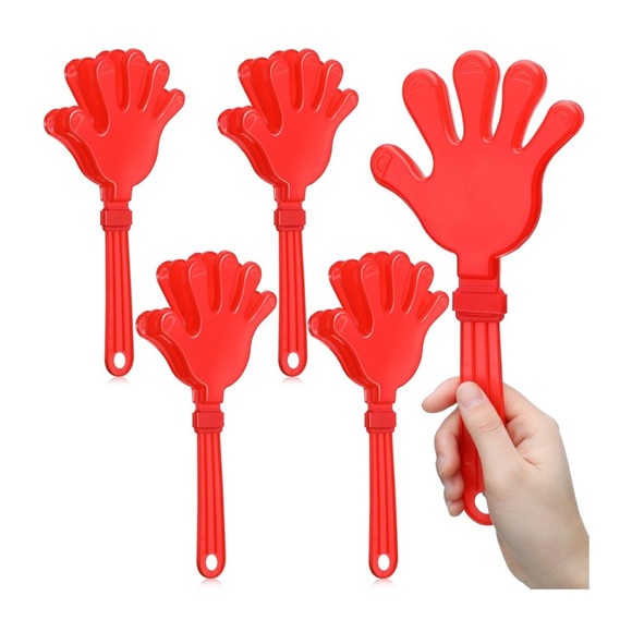 Large Red Hand Clappers Noise Makers Sporting Events Party Supplies Set of 4 - Picture 1 of 8